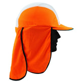 On Site Safety Fitover hat (Large) for motorbike, bicycle, equine helmets with legionnaire neck flap (Neon Orange)